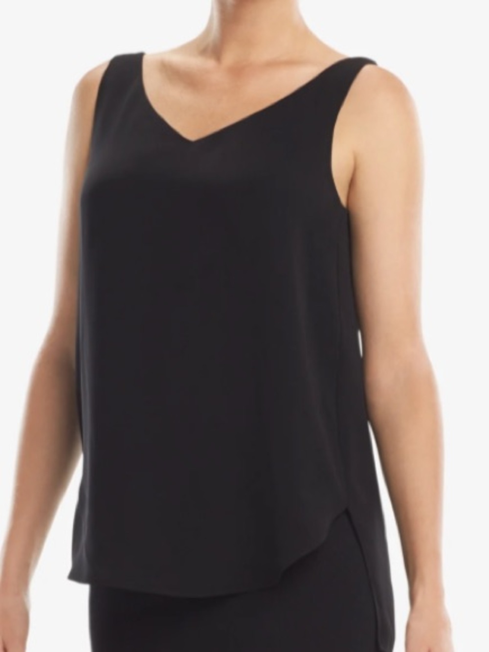 M.M.LaFleur Ronda Black Sleeveless V-Neck Shell Top L